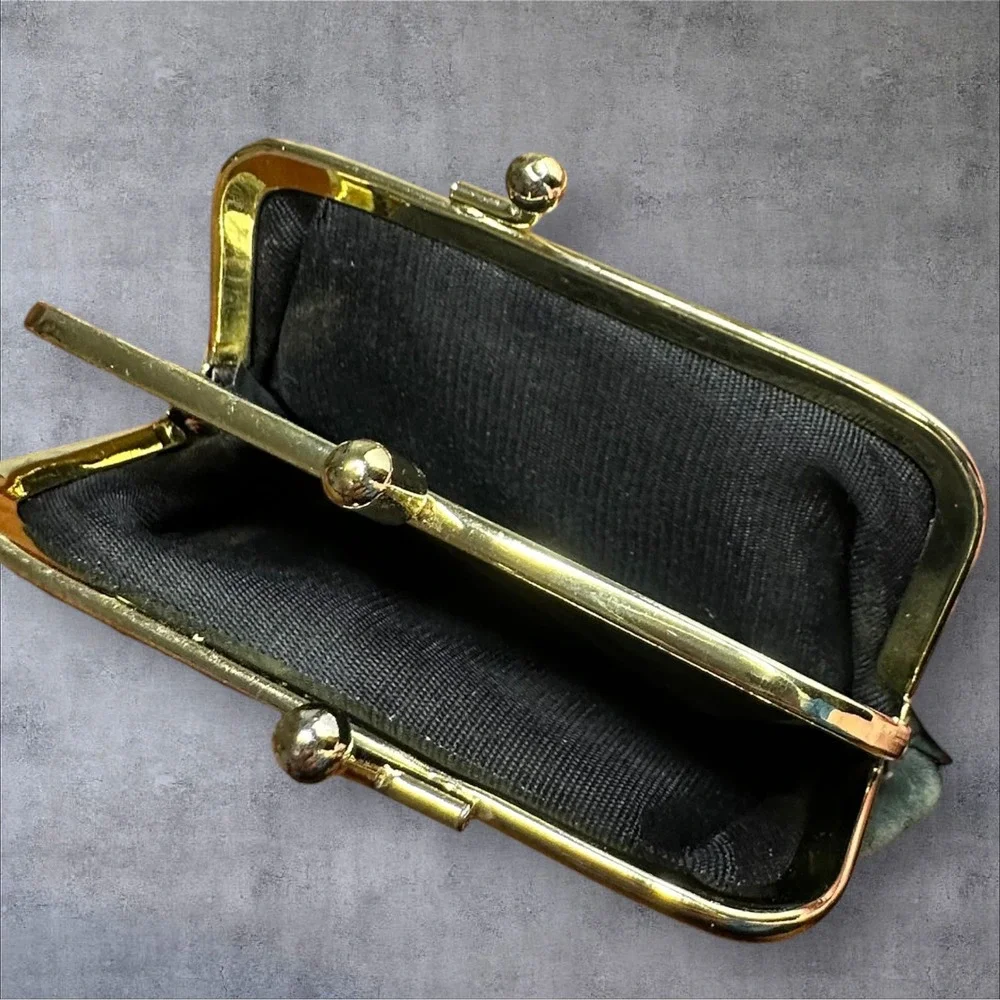 2 La Garde Leather Coin Purse Pouch Set Green Good‎ Vintage Kiss Lock Key